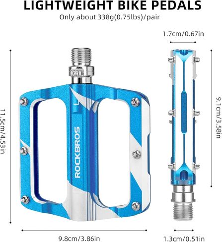 Rock BROS Mountain Bike Pedals Flat Bicycle MTB Pedals 9/16 Lightweight Road Bike Pedals Carbon Fiber Sealed Bearing Alloy Flat Pedals 1 Pair in Saudi Arabia