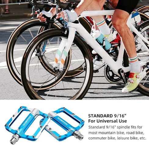 Rock BROS Mountain Bike Pedals Flat Bicycle MTB Pedals 9/16 Lightweight Road Bike Pedals Carbon Fiber Sealed Bearing Alloy Flat Pedals 1 Pair in Saudi Arabia
