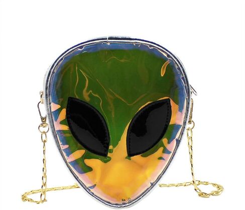 ZGMYC Alien Pattern Hologram Crossbody Bag Glitter Shoulder Purse with Chain Strap for Kids Teen Girls Women in Saudi Arabia