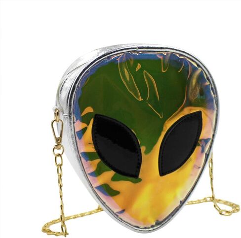 ZGMYC Alien Pattern Hologram Crossbody Bag Glitter Shoulder Purse with Chain Strap for Kids Teen Girls Women in Saudi Arabia