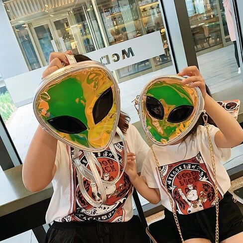 ZGMYC Alien Pattern Hologram Crossbody Bag Glitter Shoulder Purse with Chain Strap for Kids Teen Girls Women in Saudi Arabia