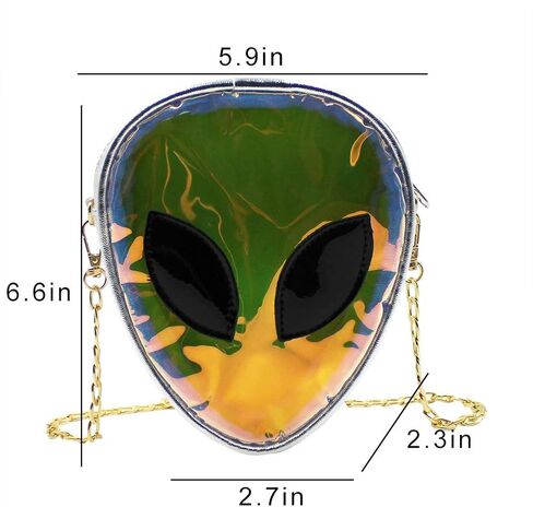 ZGMYC Alien Pattern Hologram Crossbody Bag Glitter Shoulder Purse with Chain Strap for Kids Teen Girls Women in Saudi Arabia