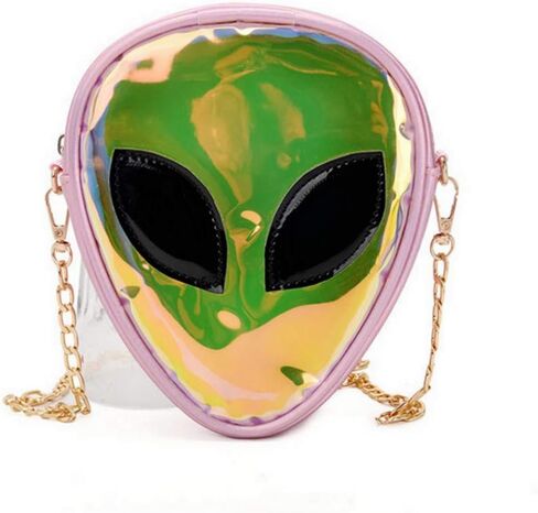 ZGMYC Alien Pattern Hologram Crossbody Bag Glitter Shoulder Purse with Chain Strap for Kids Teen Girls Women in Saudi Arabia