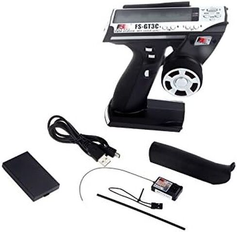 RC Transmitter and Receiver,FS-GT3C 2.4Ghz 3CH Remote Controller LCD Transmitter w/FS-GR3E Receiver for RC Car Boat in Saudi Arabia