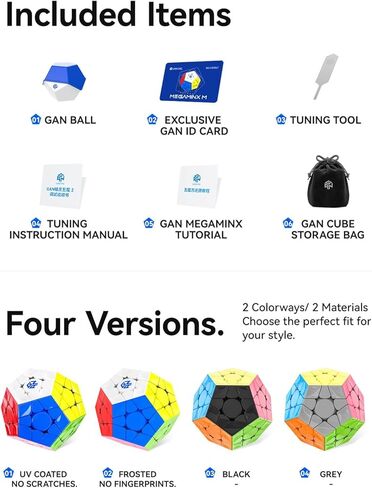 CuberShop GAN Megaminx V2 MagLev، مكعب السرعة المغناطيسي Premium GAN Pentagonal 2024 160 مغناطيس، المكعب السحري لنظام MagLev Pro System (GAN Mega MagLev مطلي بالأشعة فوق البنفسجية لامع، الجانب السفلي الأسود) in Kuwait