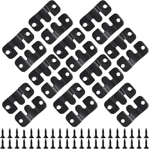 20PCS 1.69 x 0.75 inch Black Flush Mount Bracket Stainless Steel Interlock Hanging Buckle Z Clips Headboard Wall Mounting Brackets French Cleat Picture Hanger Heavy Duty with 40PCS Screws in Saudi Arabia