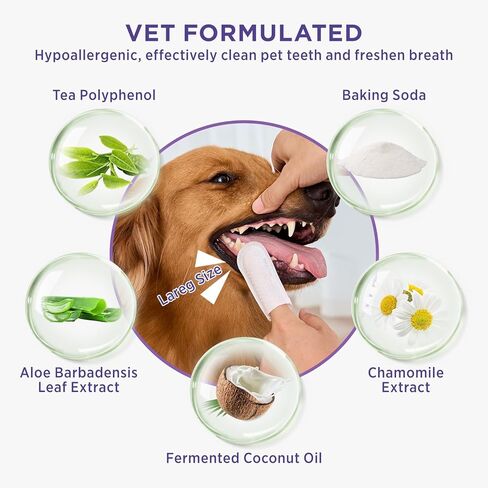 مناديل تنظيف أسنان أوسع للكلاب والقطط، تزيل رائحة الفم الكريهة عن طريق إزالة البلاك وتراكم الجير، فرشاة أسنان بإصبع الكلب بدون شطف، للتنظيف اللطيف والعناية باللثة للحيوانات الأليفة، 50 قطعة in Kuwait