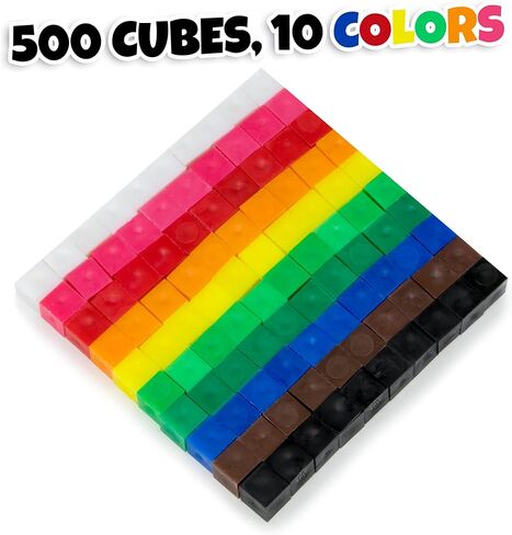 Set of 500 Centimeter Cubes with Storage Container - Mathematics Learning Tool & Educational Teacher Resource for Sorting, Measuring, Counting, & Base-10 Units by Pint-Size Scholars in Saudi Arabia