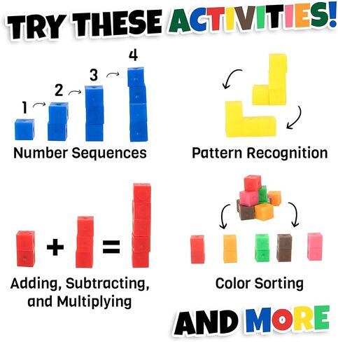 Set of 500 Centimeter Cubes with Storage Container - Mathematics Learning Tool & Educational Teacher Resource for Sorting, Measuring, Counting, & Base-10 Units by Pint-Size Scholars in Saudi Arabia