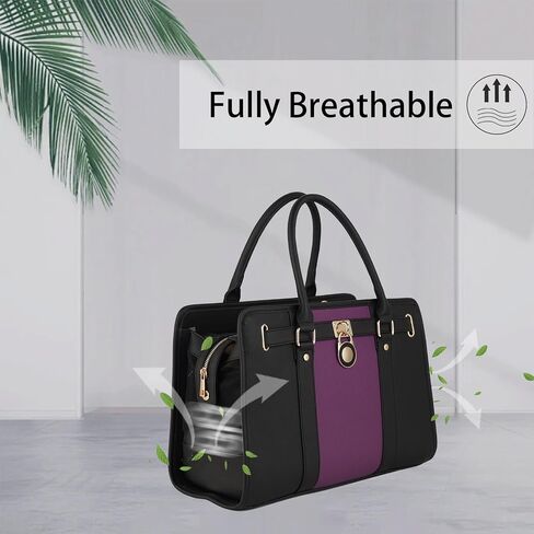 Fashion Dog Carrier Purse,Soft-Sided Leather Handbag Pet Tote Bag for Small Dogs Puppy and Cats TSA Airline Approved (Black & Purple) in Saudi Arabia