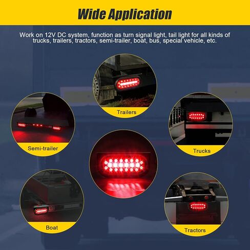 مصابيح خلفية بيضاوية مقاس 6 بوصات LED مع حشوات مطاطية وسدادات حلقات تثبيت ودعامة تثبيت، مجموعة مصابيح مقطورة 22 LED باللون الأحمر/الأبيض مقاومة للماء لمقطورة المرافق 12 فولت in Kuwait