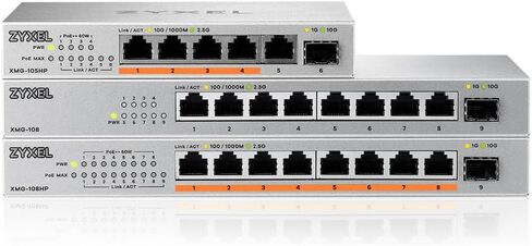 Zyxel 5-Port PoE 2.5G Multi-Gig Unmanaged Switch @ 70W with 4 x PoE++(60W) | 1 x 10G SFP+ | Desktop or Wall Mount [XMG-105HP] in Saudi Arabia