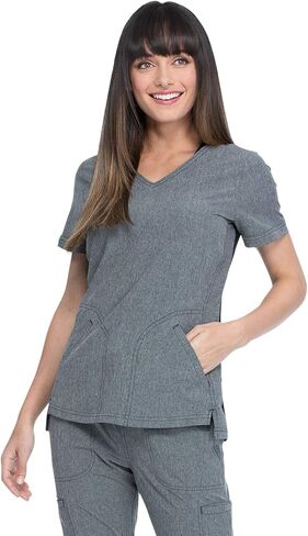 Elle Women Scrubs Top V-Neck EL604، M، Heather Gray in Kuwait