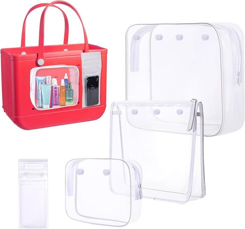 3+1 أكياس شفافة متوافقة مع حقيبة Bogg، ملحقات ملحقة متوافقة مع حقائب Bogg مقاس XL مع محفظة للهاتف الخلوي، سحاب مصمم متوافق مع منظم Bogg، مساحة تخزين مقسمة للسفر in Kuwait