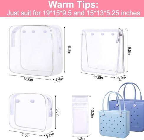 3+1 أكياس شفافة متوافقة مع حقيبة Bogg، ملحقات ملحقة متوافقة مع حقائب Bogg مقاس XL مع محفظة للهاتف الخلوي، سحاب مصمم متوافق مع منظم Bogg، مساحة تخزين مقسمة للسفر in Kuwait