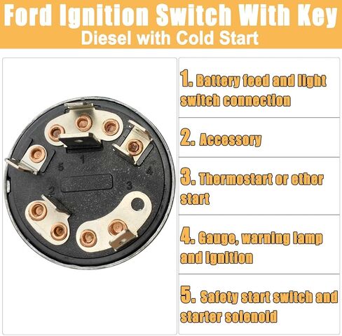 مفتاح الإشعال التبديل E7NN11N501AB لفورد 2000 2300 2310 2600 2610 3000 3055 3100 3120 3150 3430 3600 4000 5000 6000 7000 8000 2600 3600 4600 جرار Ign مفتاح تشغيل مع 2 مفتاح 7 أطراف 35 أمبير in Kuwait
