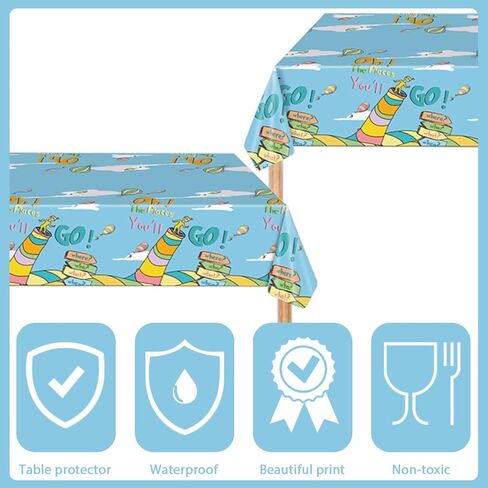 82 قطعة من مجموعة أدوات مائدة ديكورات التخرج من Oh The Places You'll Go تتضمن لافتة Oh The Places You'll Go مع أطباق ومناديل وأكواب ومفارش طاولة لمستلزمات حفلات التخرج في رياض الأطفال تخدم 20 قطعة in Kuwait