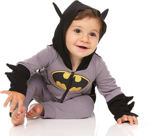DC Comics Baby Boys Superhero Costume – Zip Up Bodysuit with Cape - Baby Superman Costume and Baby Batman Costume in Saudi Arabia