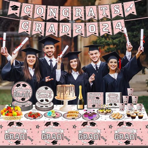لوازم حفلات التخرج، مجموعة أدوات مائدة حفلات التخرج، أطباق ورقية للاستعمال مرة واحدة، مناديل وأكواب، لافتة مفرش المائدة لعام 2024، ديكورات حفلات التخرج المارونية، خدمة 25 in Kuwait