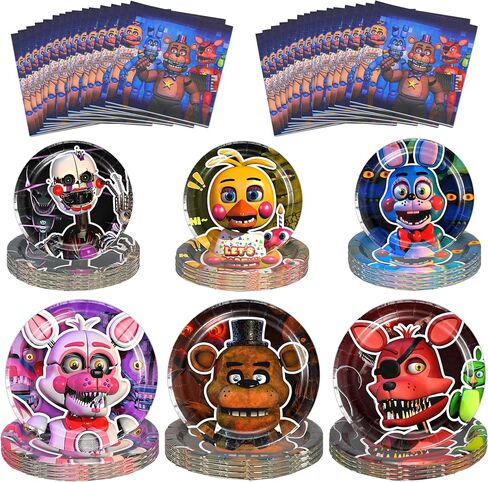 90pcs Kids Birthday Party Decorations Tableware Sets With 30pcs 9'' Paper Plates, 30pcs 7'' Paper Plates & 30pcs Napkins for Themed Party Supplies in Saudi Arabia
