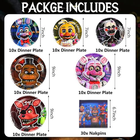 90pcs Kids Birthday Party Decorations Tableware Sets With 30pcs 9'' Paper Plates, 30pcs 7'' Paper Plates & 30pcs Napkins for Themed Party Supplies in Saudi Arabia