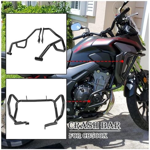 ملحقات الدراجة النارية CB500X 19-23، قضبان التصادم الفولاذية للطرق السريعة، قضبان حماية المحرك، إطار جسم الجسم، طقم حماية من السقوط العلوي السفلي لـ CB 500 X CB 500X 2019 2020 2021 2022 2023 (مجموعة كاملة) in Saudi Arabia