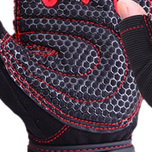 Workout Gloves for Men and Women, Fitness Gloves Prevent Slip Breathable Fingerless Men Women Workout Gloves with Wrist Wrap for Weightlifting,Cycling, Exercise, Training, Gym, Red in Saudi Arabia