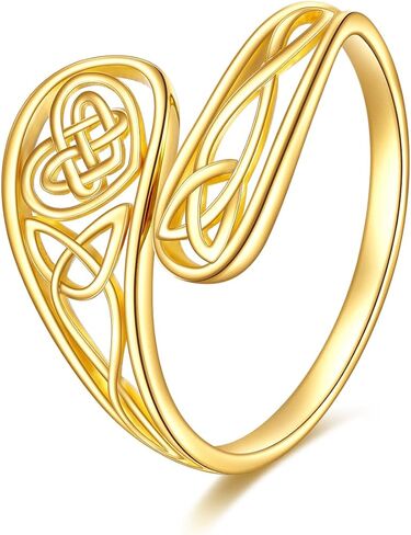 14k Gold Adjuatable Spoon Ring Open Ring Jewelry Gifts for Women Girls Her in Saudi Arabia