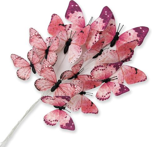 Daelyn 3D Butterfly Wall Decoration DIY Crafts Butterfly Decoration Suitable for Home Flower Arrangement Wedding Party Birthday Present 12pcs 2 Sizes (Pink Large) in Saudi Arabia