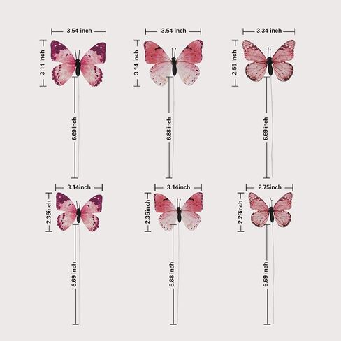 Daelyn 3D Butterfly Wall Decoration DIY Crafts Butterfly Decoration Suitable for Home Flower Arrangement Wedding Party Birthday Present 12pcs 2 Sizes (Pink Large) in Saudi Arabia