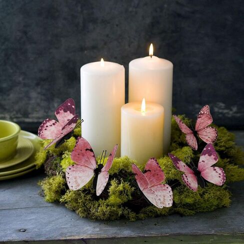 Daelyn 3D Butterfly Wall Decoration DIY Crafts Butterfly Decoration Suitable for Home Flower Arrangement Wedding Party Birthday Present 12pcs 2 Sizes (Pink Large) in Saudi Arabia