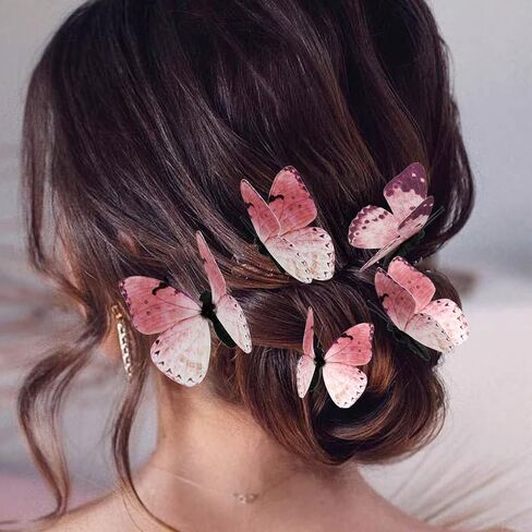 Daelyn 3D Butterfly Wall Decoration DIY Crafts Butterfly Decoration Suitable for Home Flower Arrangement Wedding Party Birthday Present 12pcs 2 Sizes (Pink Large) in Saudi Arabia