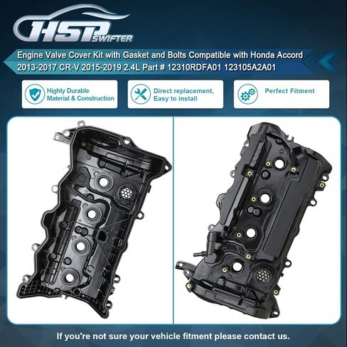 Engine Valve Cover Kit with Gasket and Bolts Compatible with Honda Accord 2013-2017 CR-V 2015-2019 2.4L Part # 12310RDFA01 123105A2A01 in Saudi Arabia