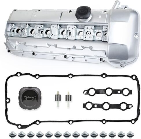 Aluminum Valve Cover Kit with Gasket, Bolts, Oil Cap, Spark Plug Tube Seals, Compatible with BMW E46 E39 E60 E83 E53 X5 X3 325CI 325I 325XI 330CI 330XI 525I 530I 330i Z4 OE 11127512839 11-12-7-512-839 in Saudi Arabia