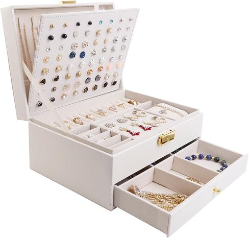 Jewelry Box Organizer for Women, Stud Earring Organizer Jewelry Storage for Ladies Girls Stylish Jewelry Boxes & Organizers in Saudi Arabia