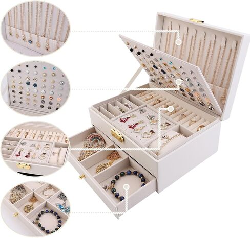 Jewelry Box Organizer for Women, Stud Earring Organizer Jewelry Storage for Ladies Girls Stylish Jewelry Boxes & Organizers in Saudi Arabia