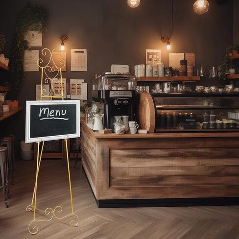 2 Pcs 17 x 15 x 57 Inch Art Painting Display Easel Stand Floor Metal Tripod Artist Easel Adjustable Easels for Painting with Chain Support for Wedding Welcome Drawing Coffee Shop Exhibition in Saudi Arabia
