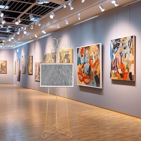 2 Pcs 17 x 15 x 57 Inch Art Painting Display Easel Stand Floor Metal Tripod Artist Easel Adjustable Easels for Painting with Chain Support for Wedding Welcome Drawing Coffee Shop Exhibition in Saudi Arabia