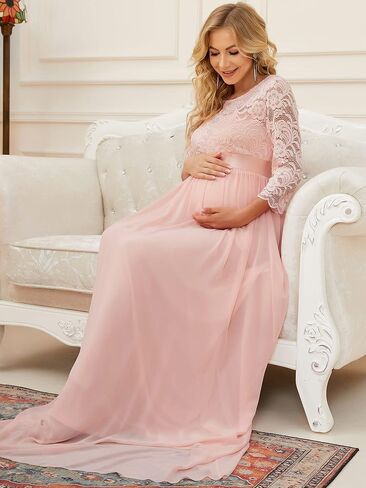 Ever-Pretty Women's 3/4 Sleeve A-line Lace Embroidery Chiffon Maternity Party Dress 20797 in Saudi Arabia