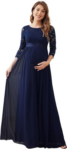 Ever-Pretty Women's 3/4 Sleeve A-line Lace Embroidery Chiffon Maternity Party Dress 20797 in Saudi Arabia