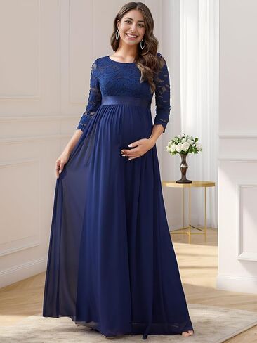 Ever-Pretty Women's 3/4 Sleeve A-line Lace Embroidery Chiffon Maternity Party Dress 20797 in Saudi Arabia