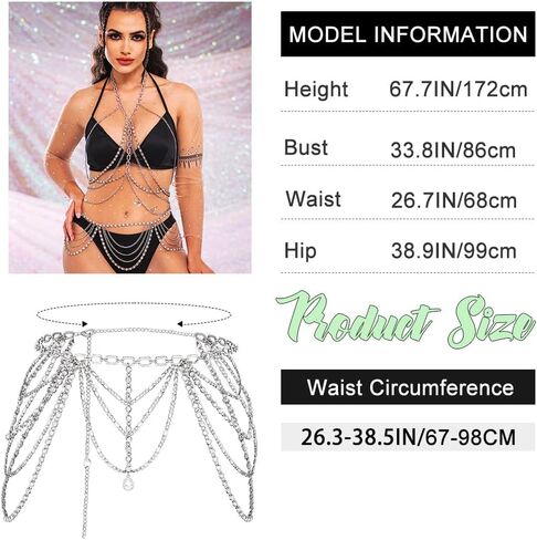 ريتان النساء أحزمة سلسلة فضية حجر الراين سلسلة البطن بيكيني الخصر سلاسل الطبقات كريستال موضة الخصر مجوهرات in Kuwait