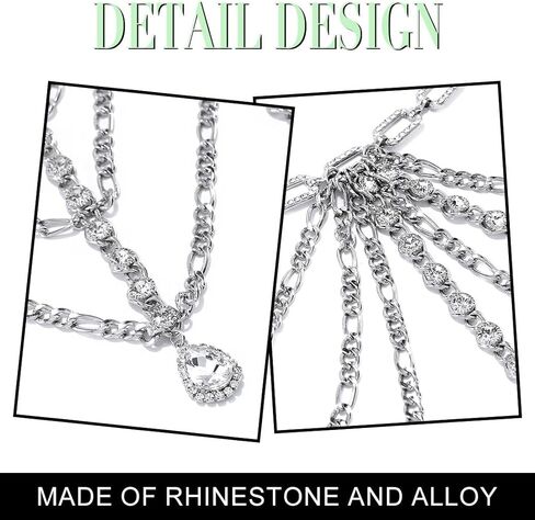 ريتان النساء أحزمة سلسلة فضية حجر الراين سلسلة البطن بيكيني الخصر سلاسل الطبقات كريستال موضة الخصر مجوهرات in Kuwait