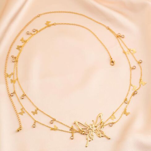 Butterfly Waist Chain for Women Silver/Gold Layered Belly Chain Adjustable Charm Sexy Body Chain Belt Y2k Stomach Chain Fashion Jewelry Gifts Accessories in Saudi Arabia