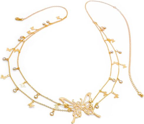 Butterfly Waist Chain for Women Silver/Gold Layered Belly Chain Adjustable Charm Sexy Body Chain Belt Y2k Stomach Chain Fashion Jewelry Gifts Accessories in Saudi Arabia