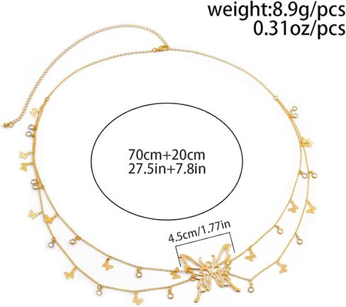 Butterfly Waist Chain for Women Silver/Gold Layered Belly Chain Adjustable Charm Sexy Body Chain Belt Y2k Stomach Chain Fashion Jewelry Gifts Accessories in Saudi Arabia