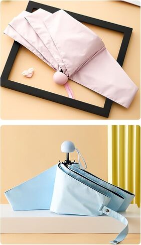 5 مظلة صغيرة قابلة للطي، مظلات محمولة خفيفة الوزن للحماية من الشمس والمطر مع غراء أسود وطلاء Telfon يحجب 99% من الأشعة فوق البنفسجية in Kuwait