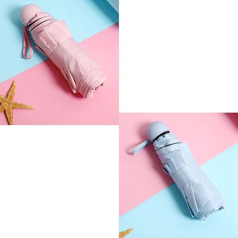 5 مظلة صغيرة قابلة للطي، مظلات محمولة خفيفة الوزن للحماية من الشمس والمطر مع غراء أسود وطلاء Telfon يحجب 99% من الأشعة فوق البنفسجية in Kuwait