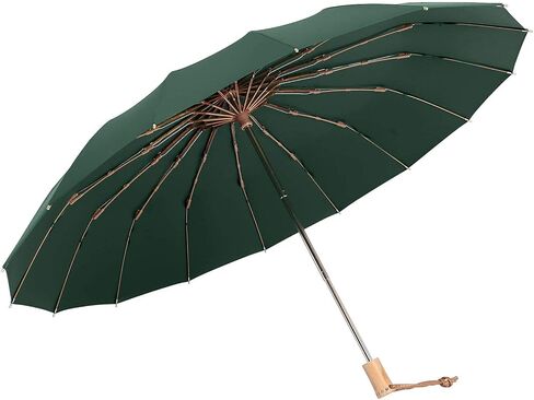 صنع الحرفيون مظلة سفر مقاومة للرياح، مظلة صغيرة قابلة للطي، مقبض خشبي، مظلة مدمجة ومحمولة مضادة للصدأ مع 16 ضلع من الألياف الزجاجية والألمنيوم، خفيفة الوزن مع أقراص جل ملونة مضادة للأشعة فوق البنفسجية in Kuwait