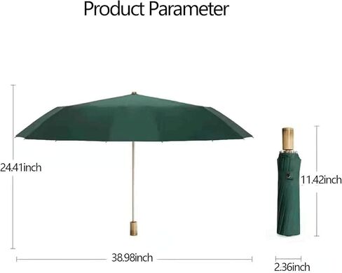 صنع الحرفيون مظلة سفر مقاومة للرياح، مظلة صغيرة قابلة للطي، مقبض خشبي، مظلة مدمجة ومحمولة مضادة للصدأ مع 16 ضلع من الألياف الزجاجية والألمنيوم، خفيفة الوزن مع أقراص جل ملونة مضادة للأشعة فوق البنفسجية in Kuwait